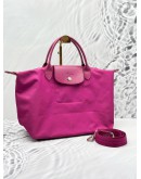 LONGCHAMP LE PLIAGE MEDIUM SHOULDER BAG IN PINK NYLON & LEATHER