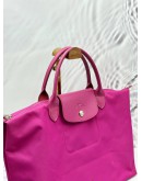 LONGCHAMP LE PLIAGE MEDIUM SHOULDER BAG IN PINK NYLON & LEATHER