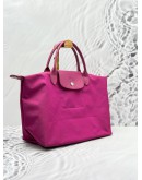 LONGCHAMP LE PLIAGE MEDIUM SHOULDER BAG IN PINK NYLON & LEATHER