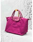 LONGCHAMP LE PLIAGE MEDIUM SHOULDER BAG IN PINK NYLON & LEATHER