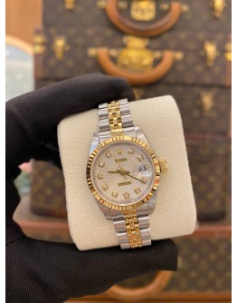 2003 ROLEX LADY DATEJUST REF 69173 JUBILEE DIAMOND DIAL HALF 18K 750 YELLOW GOLD 26MM AUTOMATIC WATCH