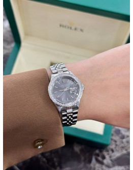 ROLEX OYSTER PERPETUAL DATE GREY DIAL 26MM AUTOMATIC WATCH