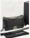 2023 MICROCHIP CHANEL MEDIUM LE-BOY IN DARK GREY LAMBSKIN LEATHER WITH SILVER HARDWARE -FULL SET- 