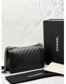 2023 MICROCHIP CHANEL MEDIUM LE-BOY IN DARK GREY LAMBSKIN LEATHER WITH SILVER HARDWARE -FULL SET- 