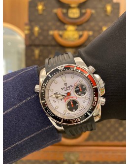 2012 TUDOR HYDRONAUT II CHRONOGRAPH REF 20360 PANDA WHITE DIAL 40MM AUTOMATIC WATCH