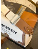 (UNUSED) BURBERRY HORSEFERRY PRINT CANVAS TOTE CROSSBODY BAG NATURAL/TAN -FULL SET-