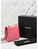 (LIKE NEW) YEAR 2020 CHANEL MINI TRENDY CC IN PINK LAMBSKIN LEATHER GHW 