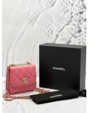 (LIKE NEW) YEAR 2020 CHANEL MINI TRENDY CC IN PINK LAMBSKIN LEATHER GHW 