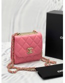 (LIKE NEW) YEAR 2020 CHANEL MINI TRENDY CC IN PINK LAMBSKIN LEATHER GHW 