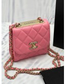 (LIKE NEW) YEAR 2020 CHANEL MINI TRENDY CC IN PINK LAMBSKIN LEATHER GHW 