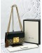 (LIKE NEW) GUCCI SMALL PADLOCK GG SUPREME CANVAS & BLACK LEATHER GOLD CHAIN SHOULDER BAG -FULL SET- 