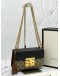 (LIKE NEW) GUCCI SMALL PADLOCK GG SUPREME CANVAS & BLACK LEATHER GOLD CHAIN SHOULDER BAG -FULL SET- 