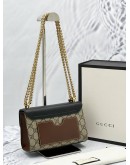 (LIKE NEW) GUCCI SMALL PADLOCK GG SUPREME CANVAS & BLACK LEATHER GOLD CHAIN SHOULDER BAG -FULL SET- 