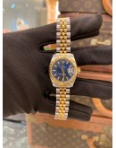 (RAYA SALE) (LIKE NEW) 2015 ROLEX LADY-DATEJUST 26 REF 179173 HALF 18K 750 YELLOW GOLD BLUE DIAL 26MM AUTOMATIC WATCH -FULL SET-