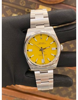 (LIKE NEW) 2021 ROLEX OYSTER PERPETUAL 41 REF 124300 AFTER YELLOW DIAL 41MM AUTOMATIC WATCH -FULL SET-