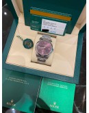 (UNUSED) 2019 ROLEX OYSTER PERPETUAL 39 REF 114300 FULL STICKER PURPLE TULIP DIAL 39MM AUTOMATIC WATCH -FULL SET-