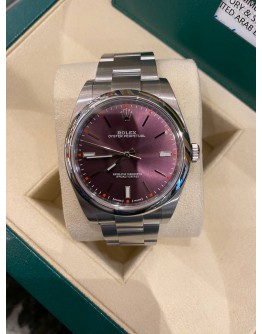 (UNUSED) 2019 ROLEX OYSTER PERPETUAL 39 REF 114300 FULL STICKER PURPLE TULIP DIAL 39MM AUTOMATIC WATCH -FULL SET-