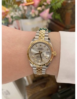 (BRAND NEW) 2022 ROLEX LADY DATEJUST REF 279173 DIAMOND DIAL HALF 18K 750 YELLOW GOLD 28MM AUTOMATIC WATCH -FULL SET-
