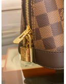 (UNUSED) 2024 MICROCHIP LOUIS VUITTON ALMA BB SMALL HANDLE BAG BROWN DAMIER EBENE CANVAS WITH ADJUSTABLE LEATHER STRAP - FULL SET -