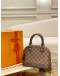 (UNUSED) 2024 MICROCHIP LOUIS VUITTON ALMA BB SMALL HANDLE BAG BROWN DAMIER EBENE CANVAS WITH ADJUSTABLE LEATHER STRAP - FULL SET -