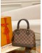 (UNUSED) 2024 MICROCHIP LOUIS VUITTON ALMA BB SMALL HANDLE BAG BROWN DAMIER EBENE CANVAS WITH ADJUSTABLE LEATHER STRAP - FULL SET -