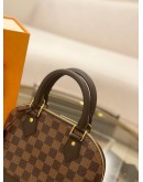 (UNUSED) 2024 MICROCHIP LOUIS VUITTON ALMA BB SMALL HANDLE BAG BROWN DAMIER EBENE CANVAS WITH ADJUSTABLE LEATHER STRAP - FULL SET -