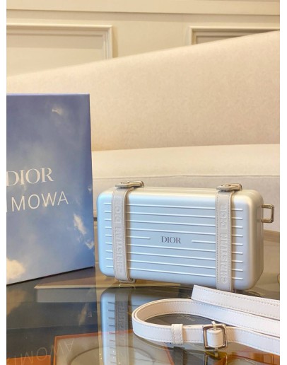 (LIKE NEW) CHRISTIAN DIOR X RIMOWA ALUMINIUM PERSONAL CLUTCH ON STRAP CROSSBODY BAG -FULL SET- 