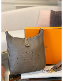 (LIKE NEW) 2020 HERMES EVELYN PM ETOUPE CLEMEN IN GOLD HARDWARE STAMP Y -FULL SET-