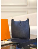 (UNUSED) YEAR 2021 HERMES MINI EVELYNE TPM BLUE NUIT/ BLUE INDIGO CLEMENCE TOGO LEATHER  WITH GOLD HARDWARE SHOULDER BAG STAMP Z -FULL SET-
