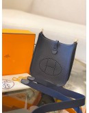 (UNUSED) YEAR 2021 HERMES MINI EVELYNE TPM BLUE NUIT/ BLUE INDIGO CLEMENCE TOGO LEATHER  WITH GOLD HARDWARE SHOULDER BAG STAMP Z -FULL SET-