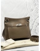 (LIKE NEW) HERMES JYPSIERE 34 ETOUPE CLEMENCE LEATHER WITH STRAP IN PALADIUM HARDWARE