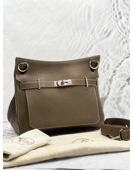 (LIKE NEW) HERMES JYPSIERE 34 ETOUPE CLEMENCE LEATHER WITH STRAP IN PALADIUM HARDWARE