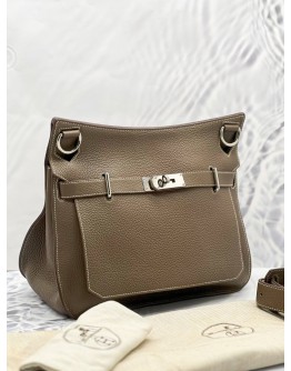 (LIKE NEW) HERMES JYPSIERE 34 ETOUPE CLEMENCE LEATHER WITH STRAP IN PALADIUM HARDWARE