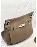 (LIKE NEW) HERMES JYPSIERE 34 ETOUPE CLEMENCE LEATHER WITH STRAP IN PALADIUM HARDWARE