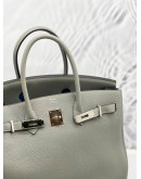 (LIKE NEW) 2016 HERMES BIRKIN 35 TOP HANDLE BAG IN TOGO LEATHER GREY STAMP X