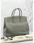 (LIKE NEW) 2016 HERMES BIRKIN 35 TOP HANDLE BAG IN TOGO LEATHER GREY STAMP X