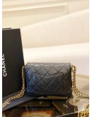 2024 MICROCHIP CHANEL TIMELESS BLACK QUILTED CAVIAR MULTI CHAIN FLAP BAG -FULL SET-