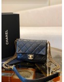 2024 MICROCHIP CHANEL TIMELESS BLACK QUILTED CAVIAR MULTI CHAIN FLAP BAG -FULL SET-
