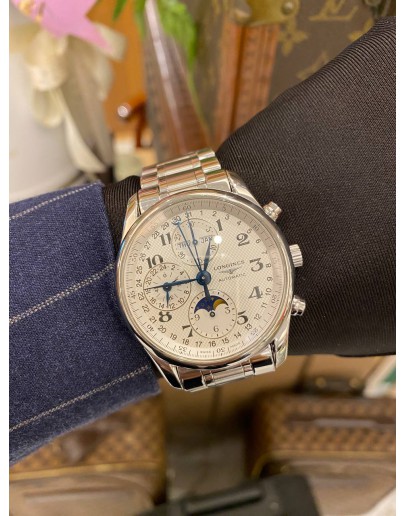2021 LONGINES MASTER COLLECTION MOON FACE CHRONOGRAPH REF L2.673.4.78.6 WHITE DIAL 40MM AUTOMATIC WATCH 
