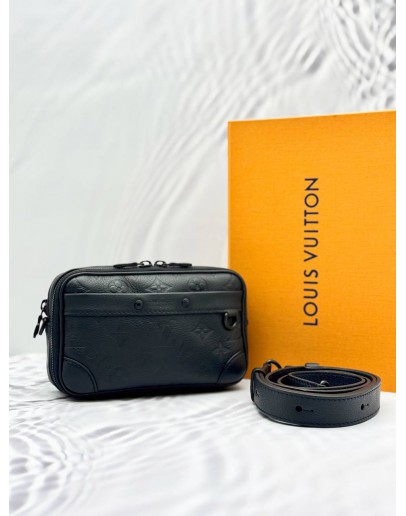 (UNUSED) 2025 MICROCHIP LOUIS VUITTON ALPHA WEARABLE WALLET IN BLACK MONOGRAM SHADOW LEATHER