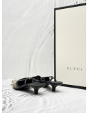 GUCCI GG SLINGBACK MID-HEEL IN BLUE BEIGE CANVAS AND CALFSKIN LEATHER SIZE 37 1/2