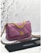 (LIKE NEW) 2020 CHANEL 19 SMALL PURPLE LAMBSKIN CC LOGO FLAP CROSSBODY BAG WITH 3 TONE HARDWARE