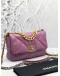 (LIKE NEW) 2020 CHANEL 19 SMALL PURPLE LAMBSKIN CC LOGO FLAP CROSSBODY BAG WITH 3 TONE HARDWARE
