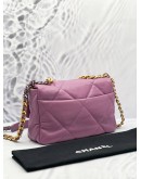 (LIKE NEW) 2020 CHANEL 19 SMALL PURPLE LAMBSKIN CC LOGO FLAP CROSSBODY BAG WITH 3 TONE HARDWARE