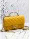 (LIKE NEW) MICROCHIP CHANEL RHINESTONE HANDLE GOLD CC LOGO YELLOW FLAP BAG 