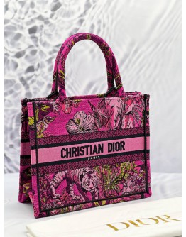 (LIKE NEW) 2023 CHRISTIAN DIOR EMBROIDERED TOILE DE JOUY VOYAGE BOOK SMALL TOTE BAG 