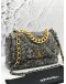 (LIKE NEW) MICROCHIP CHANEL 19 TWEED QUILTED CC LOGO FLAP CROSSBODY BAG WITH 3 TONE HARDWARE