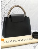 (LIKE NEW) LOUIS VUITTON BLACK CAPUCINES MM PYTHON HANDLE 