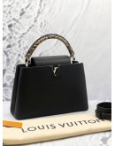 (LIKE NEW) LOUIS VUITTON BLACK CAPUCINES MM PYTHON HANDLE 