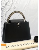 (LIKE NEW) LOUIS VUITTON BLACK CAPUCINES MM PYTHON HANDLE 